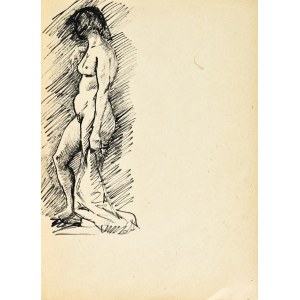 Ludwik MACIĄG (1920-2007), Study of the nude of a standing woman holding drapery
