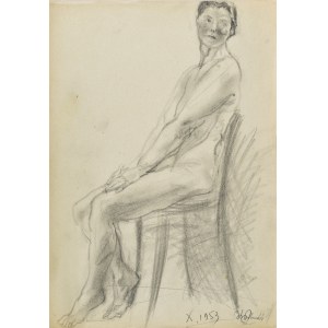 Kasper POCHWALSKI (1899-1971), Siedząca naga kobieta na krześle, 1953