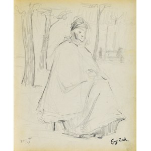 Eugene ZAK (1887-1926), Alte Frau in einem Park sitzend (Paris)
