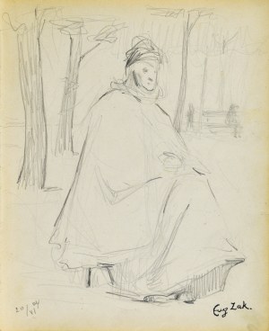 Eugeniusz ZAK (1887-1926), Stara kobieta siedząca w parku (Paryż)