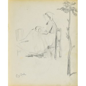 Eugene ZAK (1887-1926), Frau auf einem Stuhl sitzend