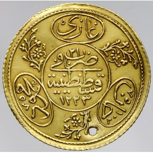 Mahmud II. (1808-39). 2 hayriye altin 1223/21, minc. Konstantinopol (3,55 g). KM-639.  dírka