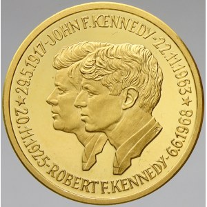 USA.  Bratři Kennedyové. Dvouportrét, opis / znak USA, opis. Au 0.999 (8,02 g) 25,9 mm