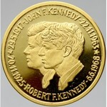 USA.  Bratři Kennedyové. Dvouportrét, opis / znak USA, opis. Au 0.999 (8,02 g) 25,9 mm