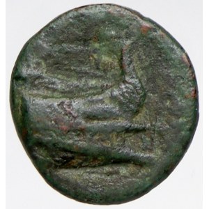 Fenicie  (2 stol. př.n.l.). AE12. Příď lodě zprava / hlava Tyché