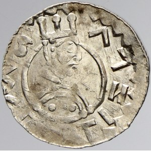 Vratislav II. (1061-92). Denár (0,63 g). Cach-354, var. úzká koruna