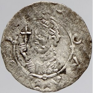Bořivoj I. (1100-07, 09-10, 18-20). ½ denár (hladké kruhy). Cach-418A. dr. nedor.