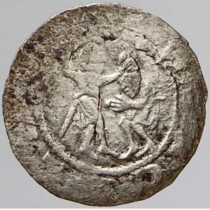 Bořivoj I. (1100-07, 09-10, 18-20). ½ denár (hladké kruhy). Cach-418A. dr. nedor.