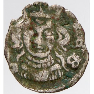 Václav IV. (1378-1419). Portréní haléř bez perlovce. Nech.-25, Castelin-33. okrájený