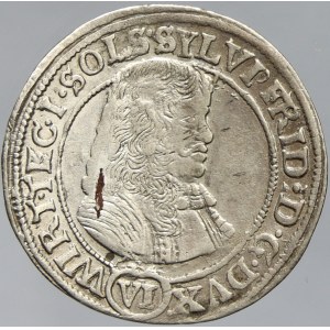 Würtemberg - Olešnice. Sylvius Fridrich (1668-97). VI krejcar 1674 SP. SaJ-205/57. prohnutý, dr. vada mat.