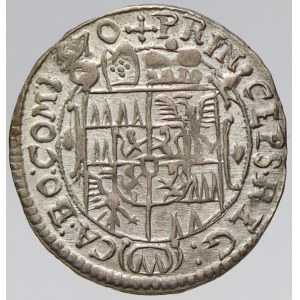 Karel II. Liechtenstein (1664-95). 3 krejcar 1670, zn. špice. SV-324 (D7/B6)