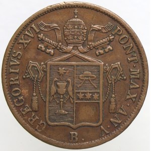 Řehoř XVI. (1831-46). 1 baiocco 1835 B, rok V. KM-1320
