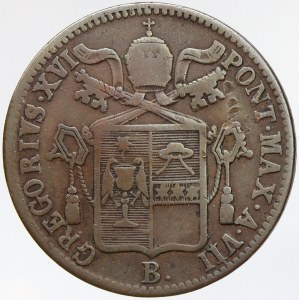 1 baiocco 1837 B, rok VII. KM-146a.  zvlněn