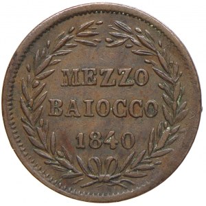 ½ baiocco 1840 B, rok X. KM-1319