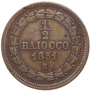½ baiocco 1851 R, rok V