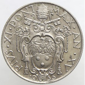 1 lira 1936, rok XV.  n. skvrnky, n. hr.