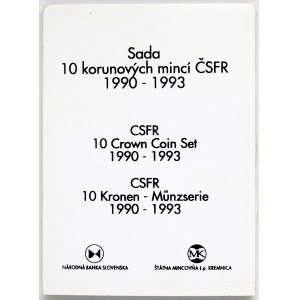 Sada mincí 10 Kčs 1990 - 1993 (5 ks), orig. PVC + papírový obal