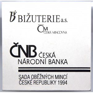 Sada oběhových mincí ČR 1994 (Hamburg, Winnipeg, Jablonec + žeton), orig. obal