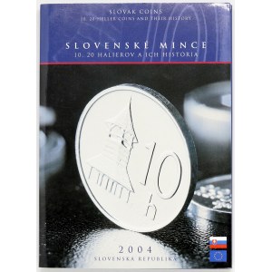 Sada oběhových mincí SR 2004 (50 hal. až 10 Ks + 10 + 20 hal. ražba v Ag), orig. obal