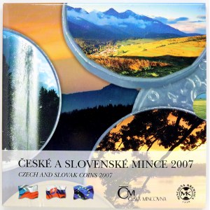Sada oběhových mincí SR 2007 (50 hal. až 10 Ks + žeton), verze národní parky + sada oběhových mincí ČR 2007...