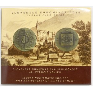 Sada oběhových mincí SR 2010 (1 c. až 2 € + žeton), verze 40 let Slovenské numizmatické spoločnosti, orig...