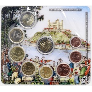 Sada oběhových mincí SR 2012 (1 c. až 2 € + žeton), verze Bratislava, orig. obal