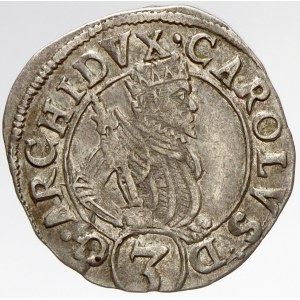 Arc. Karel (1556-90). 3 krejcar (15)86 Štýrsko. SJ-jako 741/303