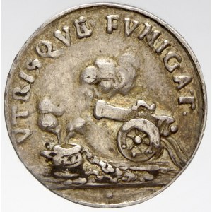 Malý žeton ke korunovaci na římského krále v Augsburku 26.1.1690 b.l. Kunfiřt na koni, opis / dělo, opis. Ag (2,19 g...
