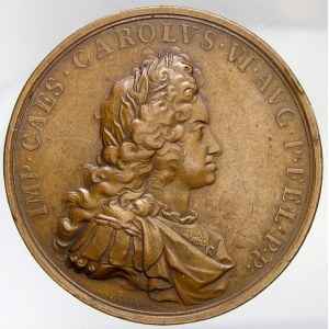 Medaile na příjezd do Německa ke korunovaci na římského císaře 1711. Portrét, titulatura ...