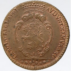 Žeton na holdování v Namuru 1717. Portrét, opis / v kartuši lev, opis. Bronz 30 mm (10,01 g). Novák-III/XI...