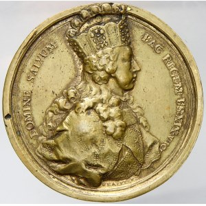 Medaile ke korunovaci na římského krále ve Frankfurtu 3.4.1764. Korunované poprsí, opis / davová korunovační scéna...