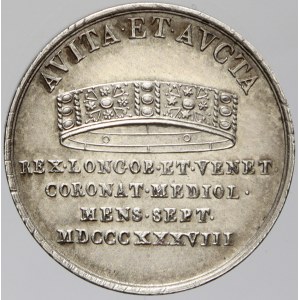 Malý žeton (½ lira) ke korunovaci na lombardsko-benátského krále v Miláně 6.9.12838. Portrét, titulatura ...