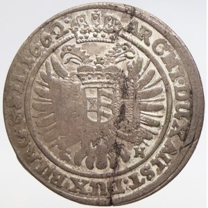XV krejcar 1662 GH Vratislav - Hübner. MKČ-1595, Nech.-675.  vada stř.
