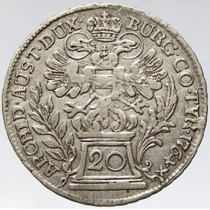 20 krejcar 1764 Vídeň (D : G ).  n. hr., n. ox.