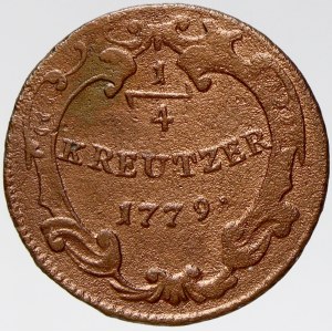 Cu ½ krejcar 1779 Vídeň.  čištěn