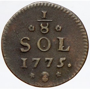 1/8 sol 1775 Brusel, ražba pro Lucembursko. Nov.-37.  patina