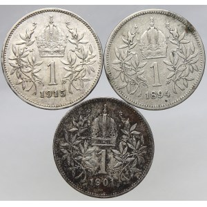 1 K 1894, 1901, 1915.  patina