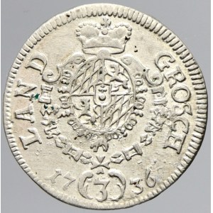 Bavorsko. Karel Albert (1726-44). 3 krejcar 1736. KM-179