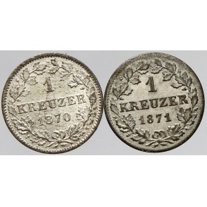 Württemberg. 1 krejcar 1870; Bavorsko. 1 krejcar 1871. KM-487