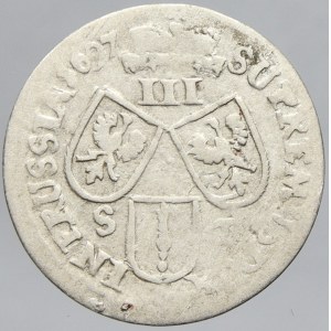 Prusko. Fridrich III./I. (1688-1701-1713). III groš 1697 SD. KM-602