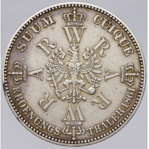 Prusko. Vilém I. (1861-88). Tolar spolk. 1861 A korunovační. KM-488