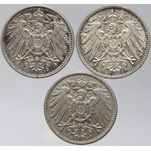 Drobné mince císařství. 1 M 1902 E, 1915 A, J. KM-14. n. hry
