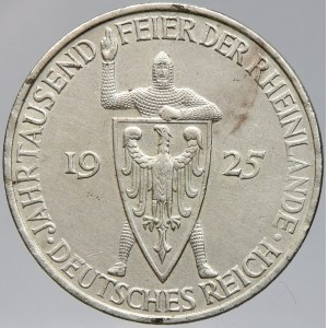 Výmarská republika. 5 RM 1925 D 1000 let Porýní