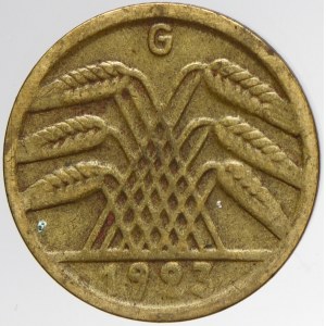 Výmarská republika. 5 rtpf. 1923 G