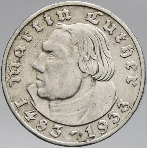 III. říše. 2 RM 1933 F Luther. KM-79