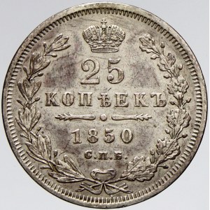 Mikuláš I. (1825-55). 25 kop. 1850 CПБ/ПA. KM-166