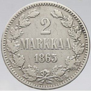 Finsko pod Ruskem. 2 markkaa 1865 S. KM-7.1. n. hr.