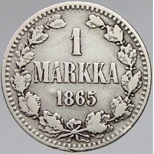 Finsko pod Ruskem. 1 markkaa 1865 S. KM-3.1. úhoz, n. hr.