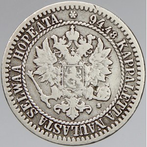 Finsko pod Ruskem. 1 markkaa 1865 S. KM-3.1. úhoz, n. hr.