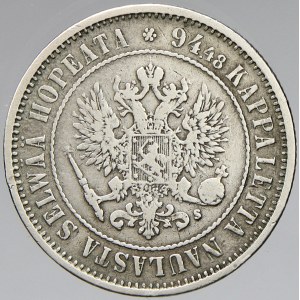 Finsko pod Ruskem. 1 markkaa 1874 S. KM-3.2. zcela n. hr.